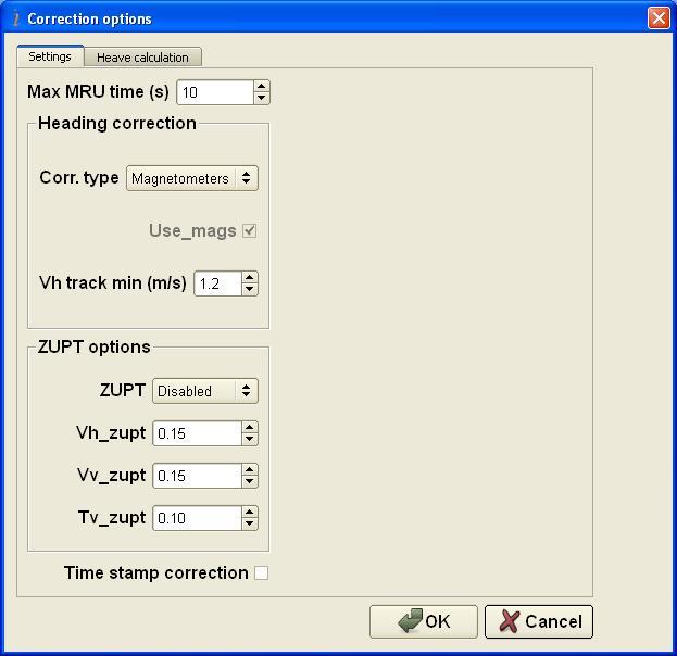 4.3. Correction options There are parameters for adjustment of the MRU algorithm in the part allowed for users.