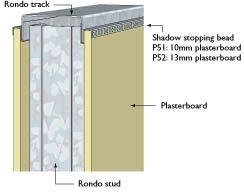 It is also an ideal product for forming shadow details at the top of steel stud partition walls by slipping the bead onto the legs of the wall track before inserting the plasterboard.