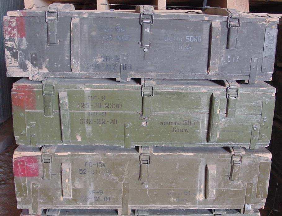 olive in color. In the five photos below you can see typical PG-9 boxes from various countries of origin.