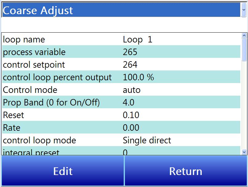Loop name: The name of the current control loop. Process variable: The current value of the process variable. Control setpoint: The setpoint to which AutoGen will control.