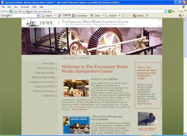 Interpretative Center Website extending the learning Learn about your Watershed and FWWIC resources Access for teachers to lesson plans and education resources about Water and Watersheds