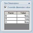 Click Override dimension value and change the values of dimensions: B = 5mm R = 1mm A = 8mm Many library