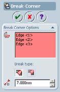 Break Corner Introducing: Break Corner Use Break Corner command to create chamfered or filleted corners.