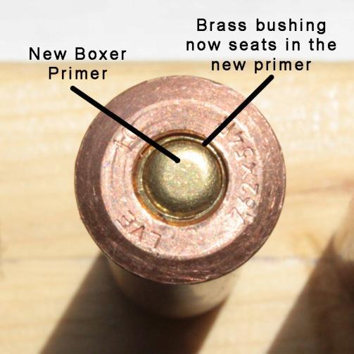 Now your cartridge has been converted you will be able to re-load them just as you would do with a brass boxer primered cartridge.