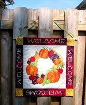 Autumn Welcome By Marie Duncan Welcome friends to your house for all the autumn festivities with our inviting, appliquéd welcome sign.
