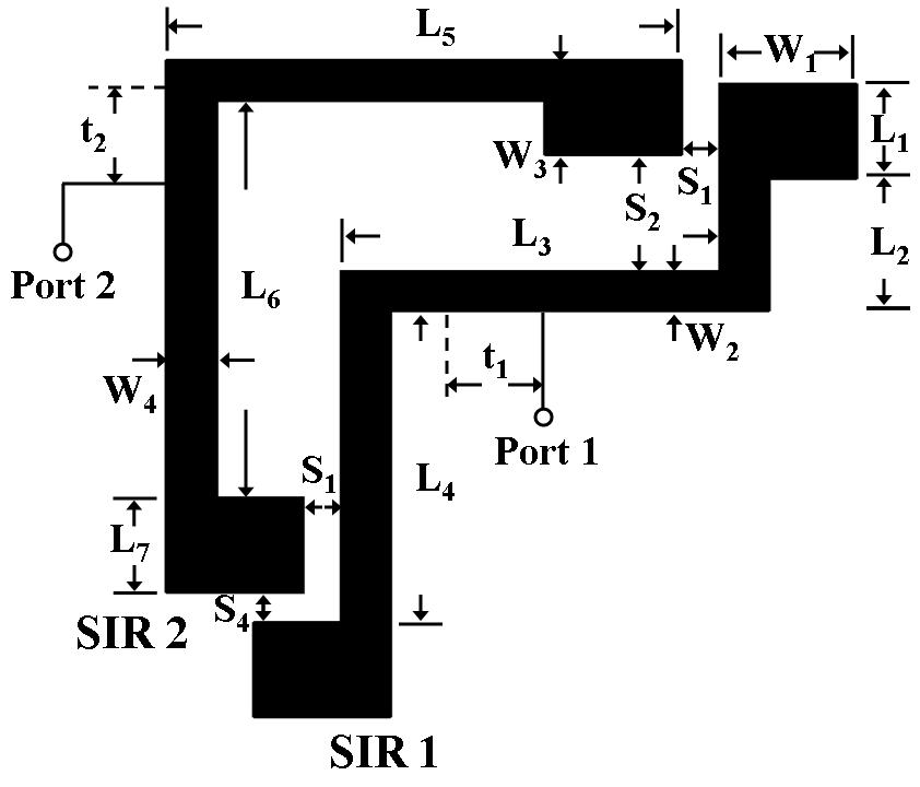Progress In Electromagnetics Research, Vol. 107, 2010 23 2. CIRCUIT DESIGN Figure 1 shows the configuration of the proposed filter.