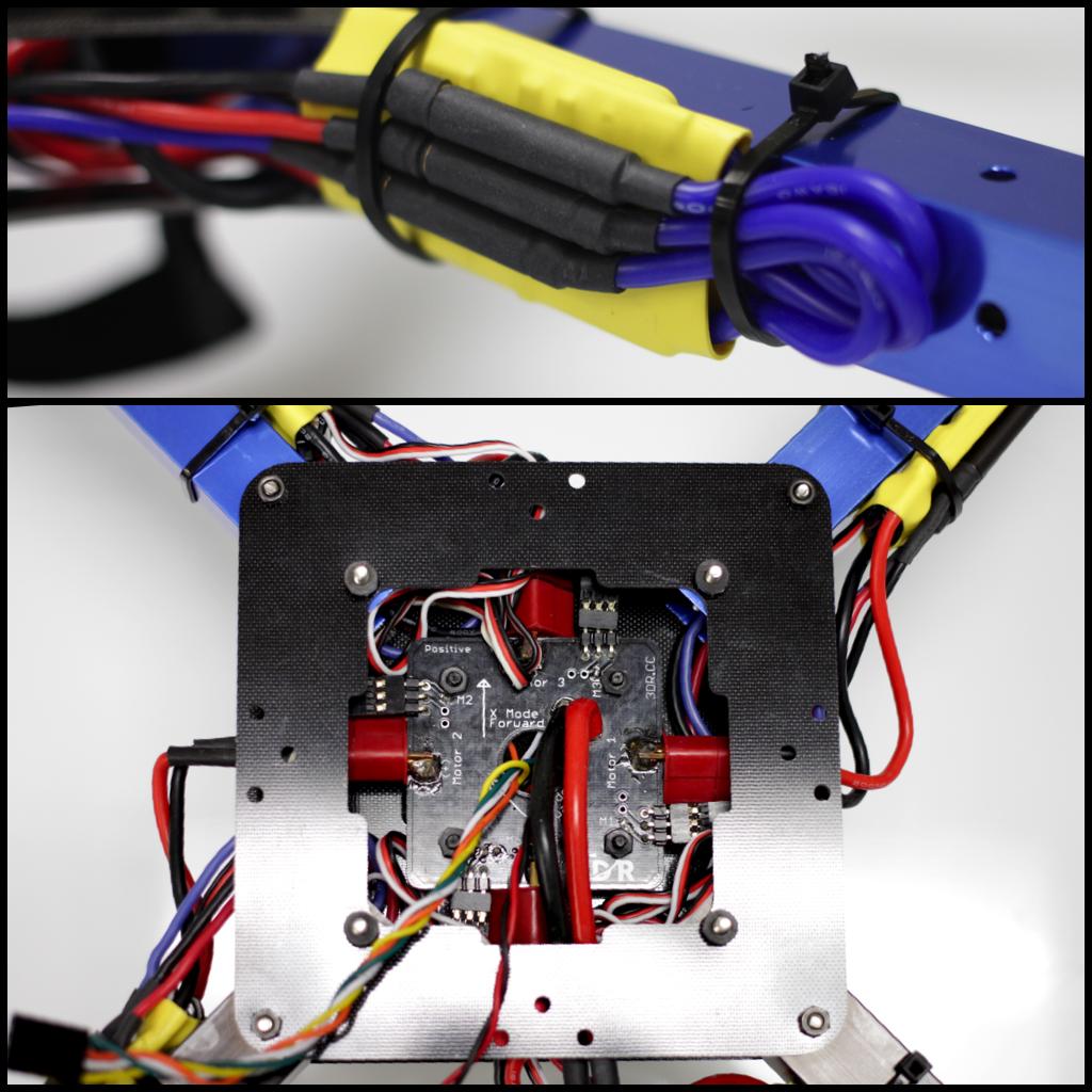 Wiring 1. Connect the three male bullets from the motors to the three bullet connectors on the ESCs. 2. Repeat for all 4 motors. 3.
