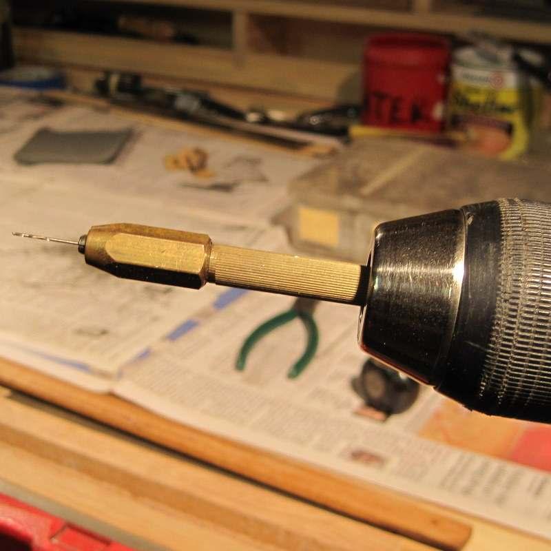 Step 15: The pin vise may be used in either a hand-held electric drill, or a drill press.