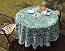 Printed Lace Work Round Table Cover Tie