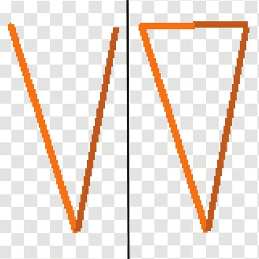 10 Extra Practice Salad Catch Art 3 Switch to the dark orange and finish the V by making another diagonal line. 4 Draw a short line midway across the top of the V in the dark orange, as in figure 14.