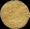 3573 Henry V (1413-1422), Half-Noble, class C, London mint, king standing in ship with broken annulet on hull, with sword and shield, three lis in each