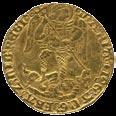 1500-2000 3578 Mary (1553-1554), Gold Angel, class I, St Michael of neat style and small wings slaying dragon, wire line circle, initial mark