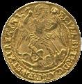 3579 Elizabeth I (1558-1603), Gold Angel, sixth issue (1583-1600), St Michael slaying dragon, large wings, initial mark crescent over scallop (1587-1590), rev ship sailing right, bowsprit crosses