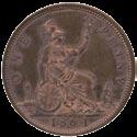 600-800 3634 Victoria, Bronzed Proof Penny, 1861, 1 over a higher 1, young laureate bust left, no signature on bust,