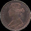 600-800 3637 3638 3637 Victoria, Bronze Penny, 1881H, Heaton Mint, Birmingham, young laureate bust left, weak linear circle at