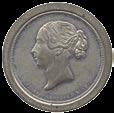 400-500 3644 Victoria, Pattern One Centum, 1846, original striking in white metal,
