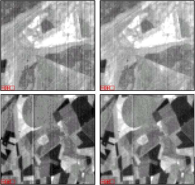 We have implemented an algorithm based in that procedure, and the results are shown in Fig. 4 and 5. Fig. 2. Correction of the horizontal noise in a CHRIS/PROBA image. 3.