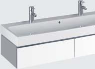 Washbasin vanity unit, siphon cutout centre, 1 drawer, handle chrome-plated, 890 x 240 x 477 mm.