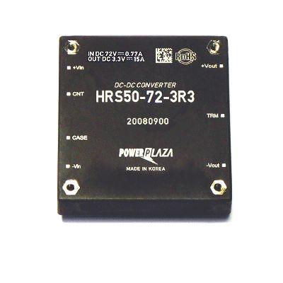 HRS50 Series 50W isolated DC/DC converters Features High Efficiency Wide operating temperature range ( -40 C to +85 C ) Wide 2:1 input range Standard half brick size Six side shield Input Output