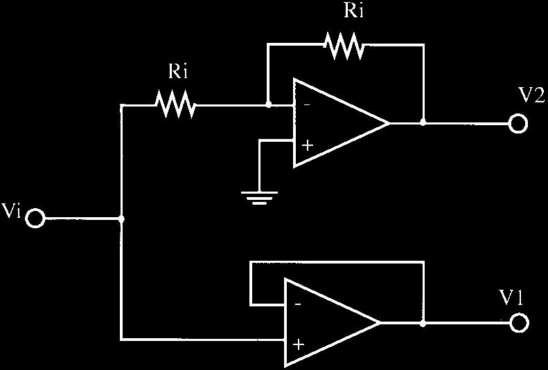 follower amplifier. The inputs of the two amplifiers were connected together and the signal applied to the common connection. The output of the inverting amplifier was fed to the input of Fig.