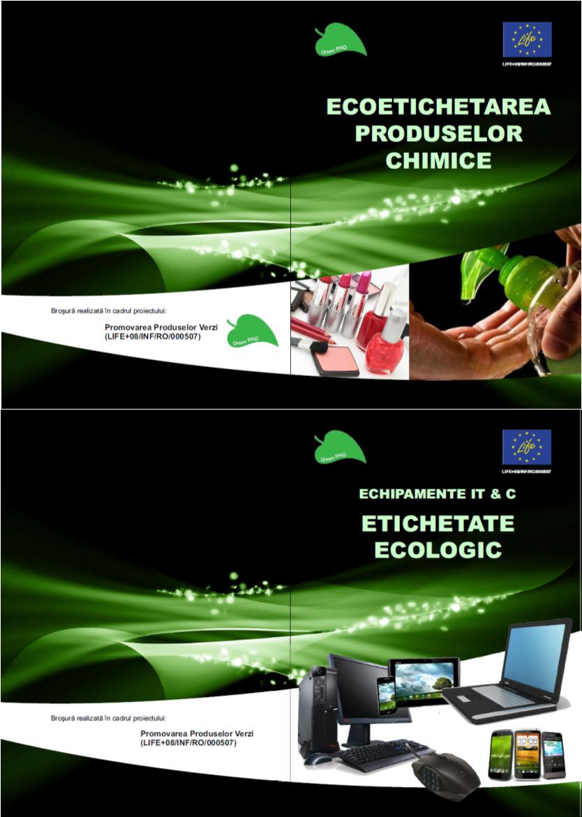 evenimentele realizate de Camera de Comerţ şi Industrie Bacău şi partenerii din proiectul Life+, Green Pro. Fig.12. Exemple de coperte ale broșurilor realizate. 4. Rezultate versus propuneri.