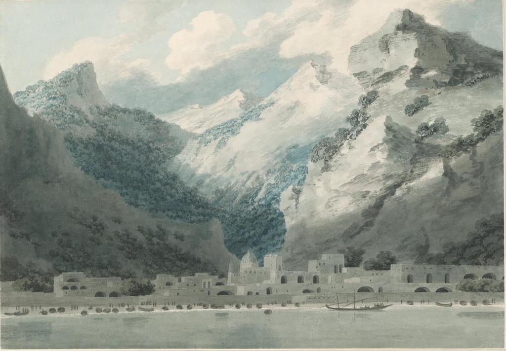 John Robert Cozens Cetara on the Gulf of Salerno 1790 Watercolour over graphite on wove paper