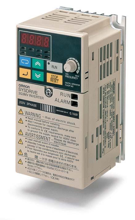 There has been a great demand for inverters with more functions and easier motor control than conventional i OMRON's powerful, compact 3G3MV Series with versat meets the demand.