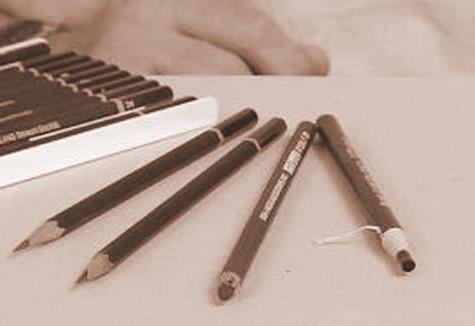 Fig.10.1.02 Pencils come in different grades. A soft pencil such as 2B or 4B or 6B is good for drawing.