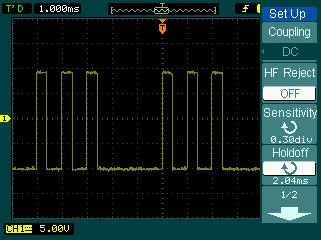 Trigger Holdoff You can use trigger Holdoff to stabilize a complex waveform, such as a pulse sequence. Holdoff time is the oscilloscope s waiting period before starting a new trigger.