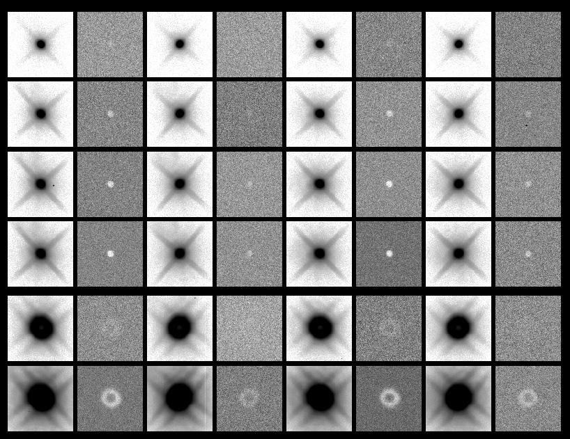 Appendix B Figure 4: Mosaic of 200x200 pixel subsections from images taken with the detector at nominal operating temperature, shown with an inverted greyscale stretch.
