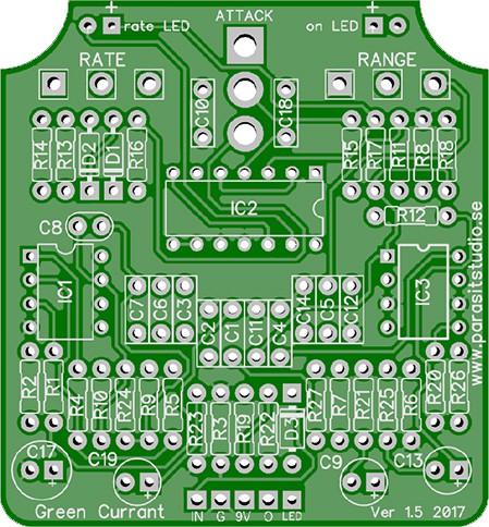 THE GREEN CURRANT TREMOLO Build Document last updated june 2017 for PCB version 1.5 The Green Currant tremolo is a very percussive and vibey tremolo based around the TDA7052A amplifier chip.