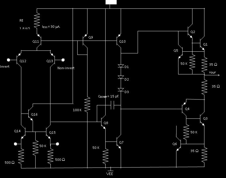 Final Detail: Short-Circuit Output Protection When Iout > 0, Q5 senses the voltage across the 35 ohm resistor and diverts base current from Q2 to prevent the output