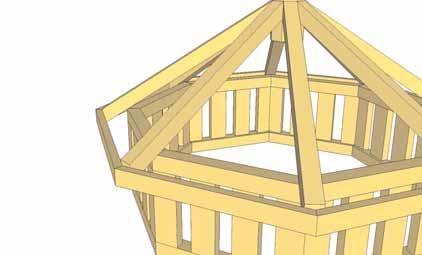 Locate and place 1st Cupola Roof Panel on Rafters. 101. Place Roof Panel centered equally on Rafters and against Core Block.