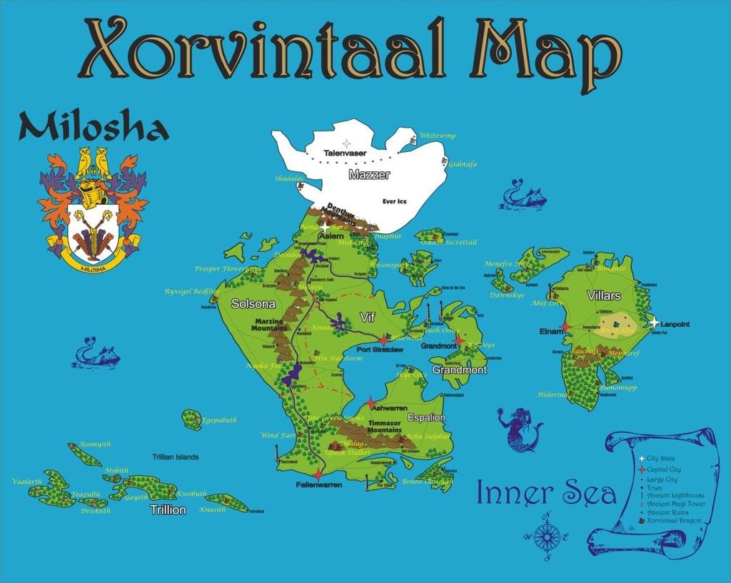 Xorvintaal Map of the Continent