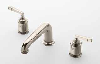Deck Mounted Marquee Lavatory Faucet with Metal lever Side Mount Handles Burnished Nickel 07-90489-47783 Carbon 07-66150-97692 Unlacquered