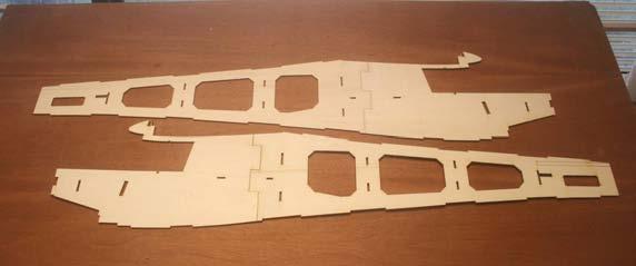 6...Glue R-1 and R-2 together. Glue R-3 and R-4 together. 7...Use 1/16 x 4 x 24 balsa to sheet both sides of R-1/R-2, and R- 3/R-4. 8.