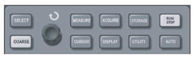 Setting up the Sampling System As shown below, [ACQUIRE] button in the control zone is the function key for the sampling system. Figure 2-18 Function key for the sampling system.