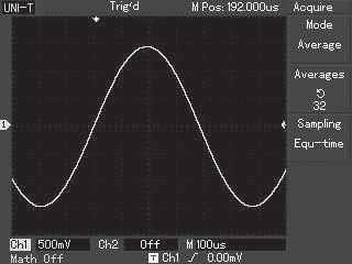By changing acquisition setup, you can observe the consequent changes in waveform display.