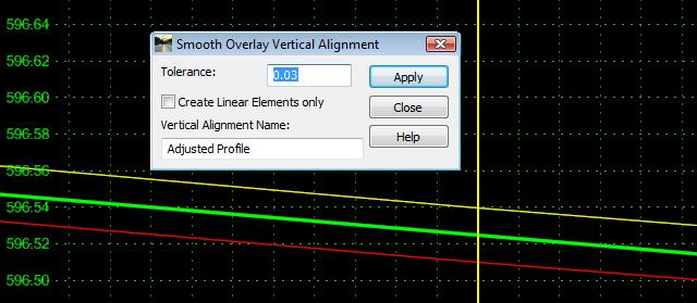 Vertical Overlay Adjustment Creates a vertical profile design window.