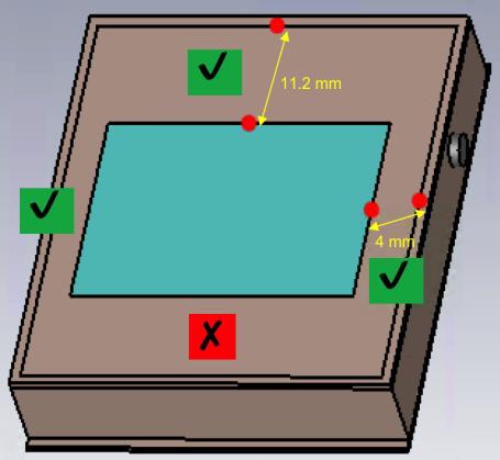 V. ANTENNA PLACEMENT OPTIONS 4 Figure below shows potential locations for antenna placement. The space above the display near the branding is an ideal location for the antenna.