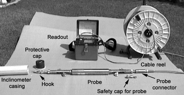 3 System Components Figure 11 Figure 11 shows the horizontal inclinometer system components laid out prior to taking readings.