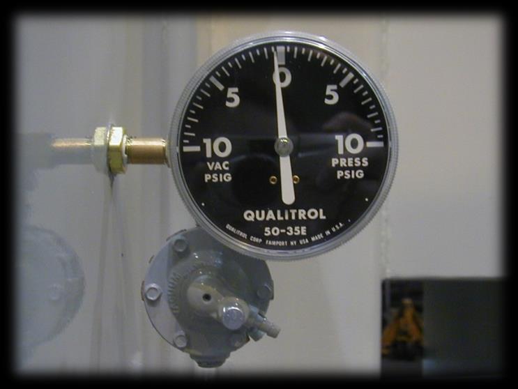Sealed Tank Pressure-Vacuum Gauge Provides indication of pressure/ vacuum inside transformer Typically range from 10 to +10 psig Can be used in conjunction with a pressure-vacuum bleeder on sealed