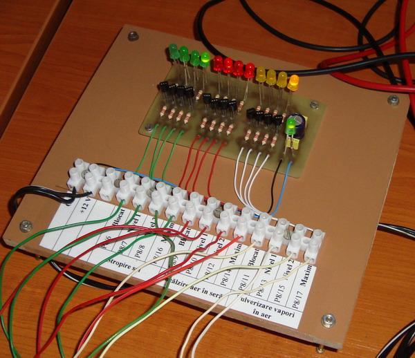 In order to verify the functioning of the proposed system, 9 LEDs were connected to the output pins of the development board.