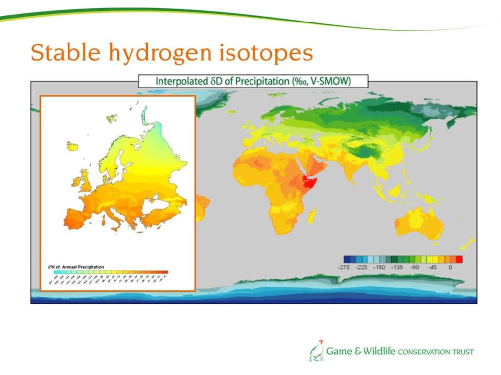 ISOTOPEs are variants of an element in which number of NEUTRONS DIFFERS, number of PROTONS remains the SAME. The ratios in which hydrogen isotopes occurs vary geographically (see map).