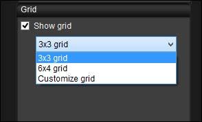 Select a display method for the grid lines from the [Grid] list box. By selecting [Customize grid], you can set the following items.