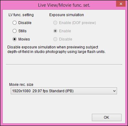 setting], and select the movie recording size from the list box. The following movie compression formats can be selected on D X D C. ALL-I (I-only): Compresses one frame at a time for recording.