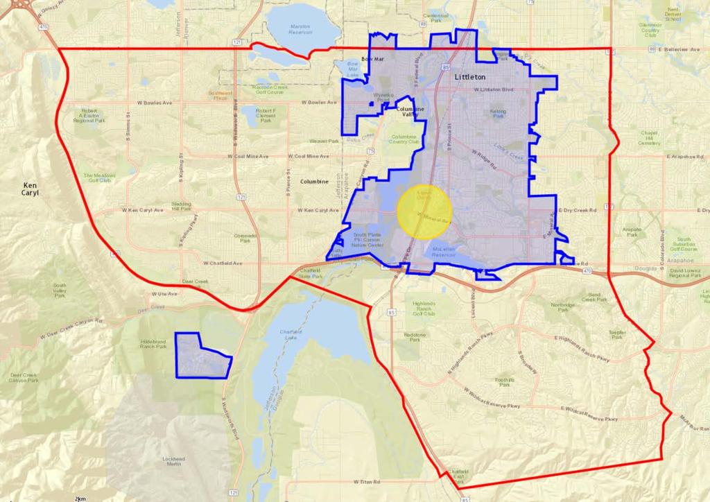Almost half of the land in the Study Area is identified as political sub non-residential by the City of Littleton.
