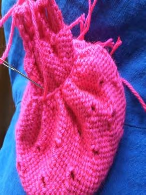 Knit sleeveless dress cast on 69sts on 3 dp needles skirt: 1-4 ) k in stocking st 5) k1 (yarn over, k2tog) repeat 6-11) stocking st 12) k3, (k2tog, yarn over, k4) repeat to end 13-16 ) stocking st