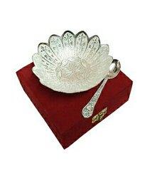 BRASS GIFTWARE Silver Plated Brass Rose Flower Shaped Bowl 4.