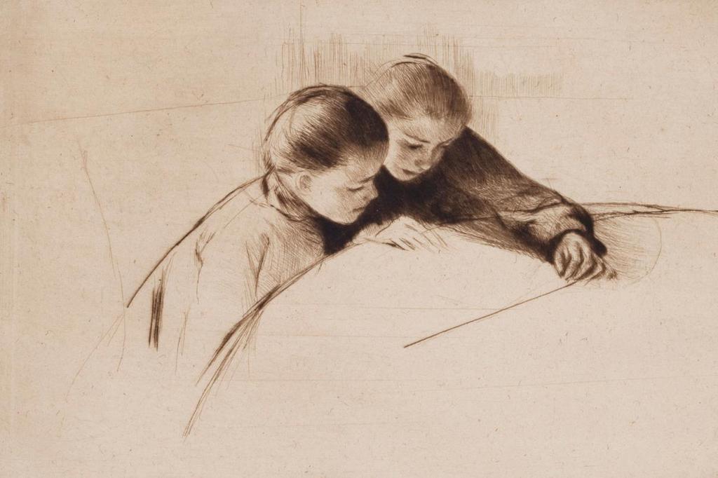 Mary Cassatt, The Map (The Lesson), 1890, drypoint, 6